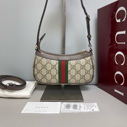 Gucci Ophidia Shoulder Bag GG Monogram Beige Brown Green