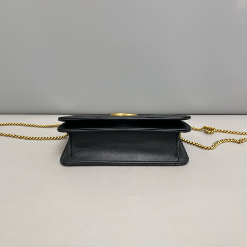Gucci Chevron GG Marmont Chain Wallet Calfskin Black