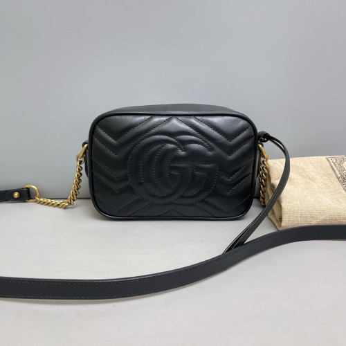 Gucci Chevron Mini GG Marmont Chain Shoulder Bag Calfskin Black Gucci Chevron Mini GG Marmont Chain Shoulder Bag Calfskin Black