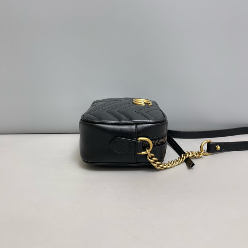 Gucci Chevron Mini GG Marmont Chain Shoulder Bag Calfskin Black Gucci Chevron Mini GG Marmont Chain Shoulder Bag Calfskin Black