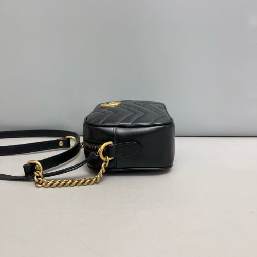 Gucci Chevron Mini GG Marmont Chain Shoulder Bag Calfskin Black Gucci Chevron Mini GG Marmont Chain Shoulder Bag Calfskin Black