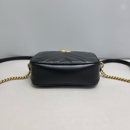 Gucci Chevron Mini GG Marmont Chain Shoulder Bag Calfskin Black Gucci Chevron Mini GG Marmont Chain Shoulder Bag Calfskin Black