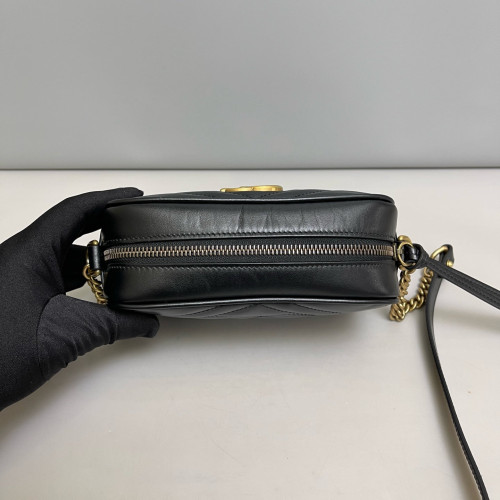 Gucci Chevron Mini GG Marmont Chain Shoulder Bag Calfskin Black Gucci Chevron Mini GG Marmont Chain Shoulder Bag Calfskin Black