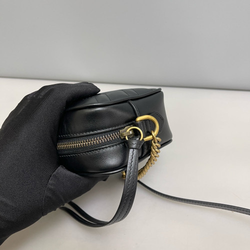 Gucci Chevron Mini GG Marmont Chain Shoulder Bag Calfskin Black Gucci Chevron Mini GG Marmont Chain Shoulder Bag Calfskin Black
