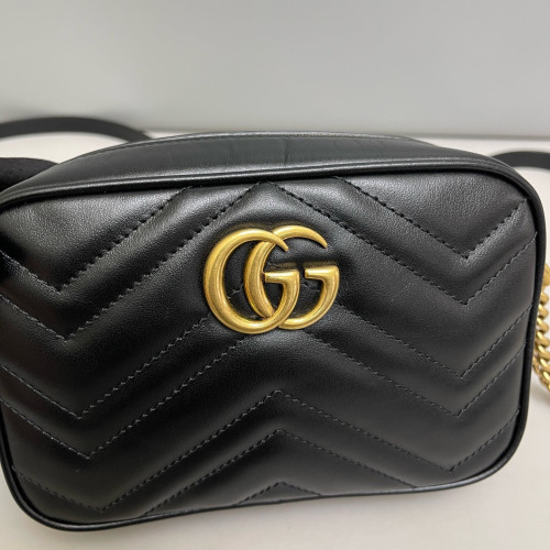 Gucci Chevron Mini GG Marmont Chain Shoulder Bag Calfskin Black Gucci Chevron Mini GG Marmont Chain Shoulder Bag Calfskin Black