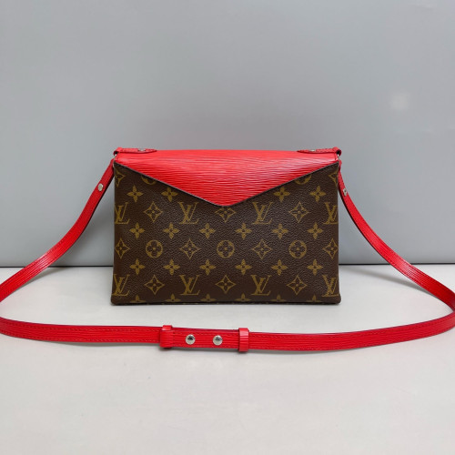 Louis Vuitton Saint Michel Epi Monogram Red Brown