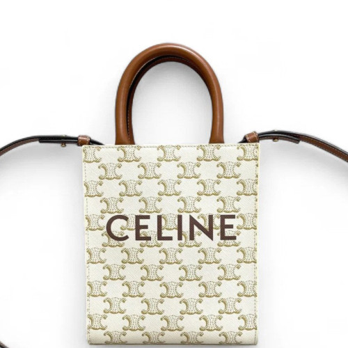 Celine Nano Vertical Cabas Triomphe White Brown