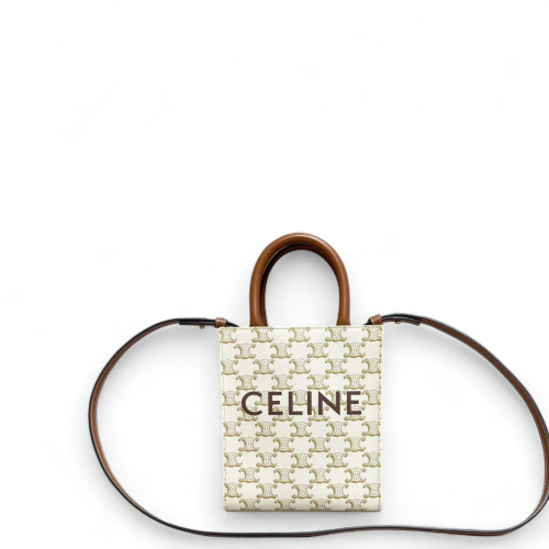 Celine Nano Vertical Cabas Triomphe White Brown