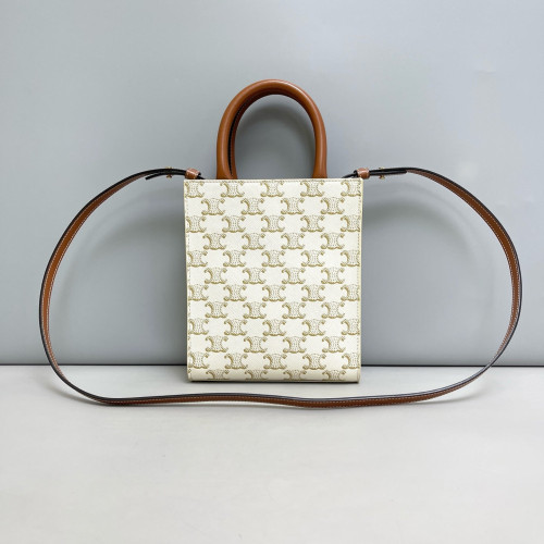 Celine Nano Vertical Cabas Triomphe White Brown