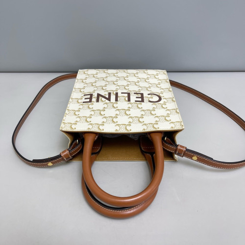 Celine Nano Vertical Cabas Triomphe White Brown