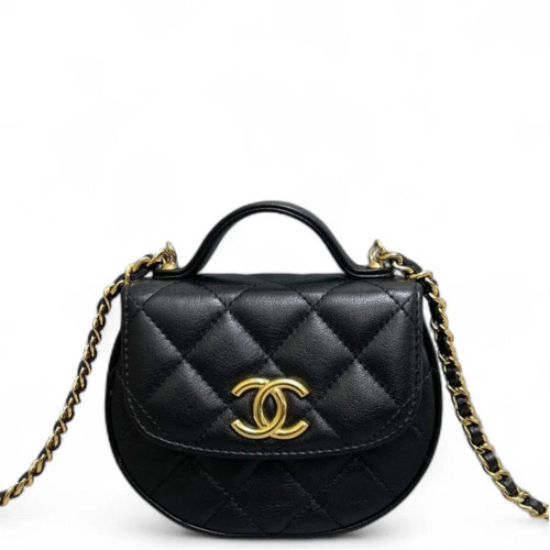 Chanel Quilted Top Handle Flap Calfskin Black