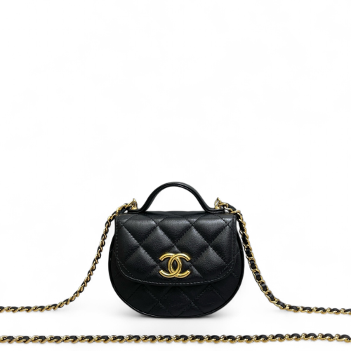 Chanel Quilted Top Handle Flap Calfskin Black