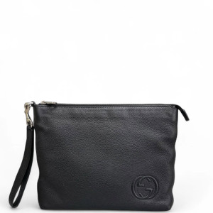 Gucci Clutch Grained Calfskin Black
