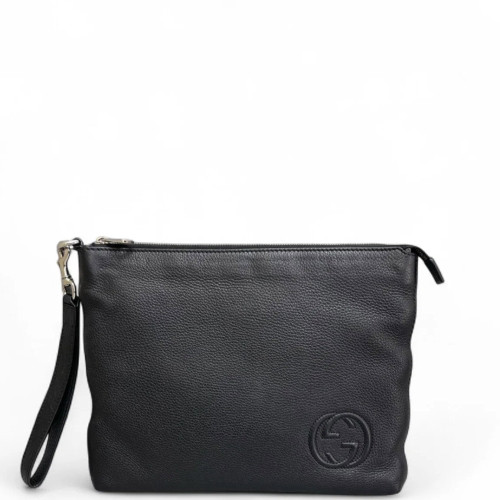 Gucci Clutch Grained Calfskin Black
