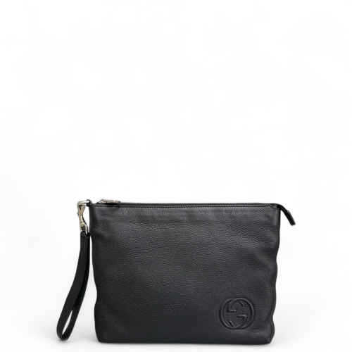Gucci Clutch Grained Calfskin Black