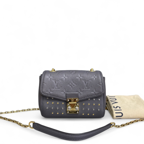 Louis Vuitton Studded Shoulder Bag Monogram Empreinte Grey