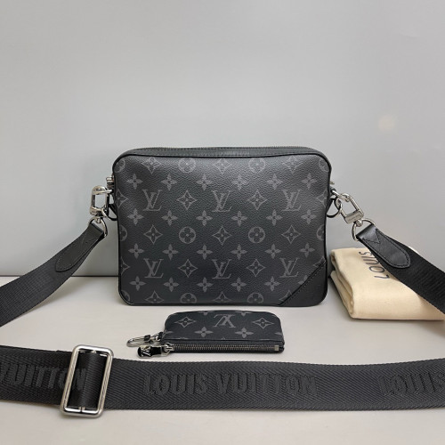 Louis Vuitton Trio Messenger Bag Monogram Eclipse Black Grey
