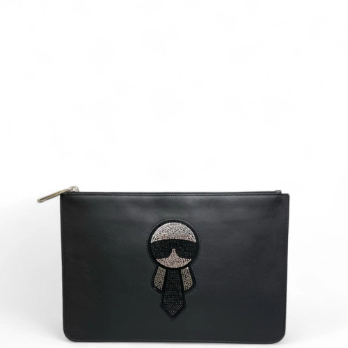 Fendi Strass Bill Pouch Calfskin Black Fendi Strass Bill Pouch Calfskin Black