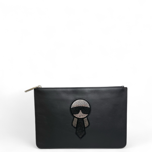 Fendi Strass Bill Pouch Calfskin Black Fendi Strass Bill Pouch Calfskin Black