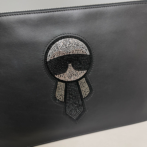 Fendi Strass Bill Pouch Calfskin Black Fendi Strass Bill Pouch Calfskin Black