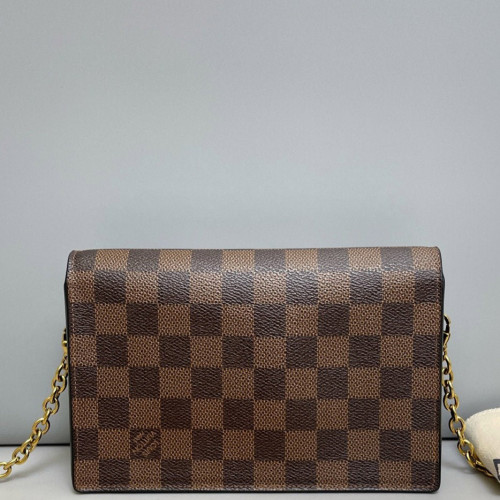 Louis Vuitton Vavin Chain Wallet Damier Ebene Brown