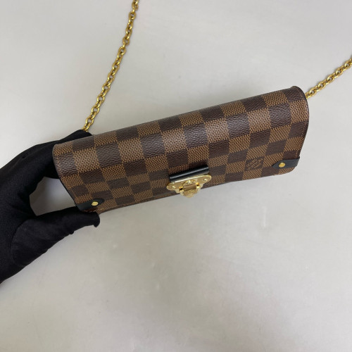 Louis Vuitton Vavin Chain Wallet Damier Ebene Brown