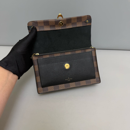 Louis Vuitton Vavin Chain Wallet Damier Ebene Brown