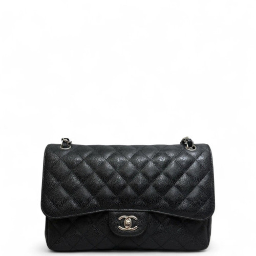 Chanel Quilted Jumbo Double Flap Grained Calfskin Black Chanel Quilted Jumbo Double Flap Grained Calfskin Black
