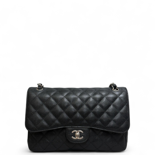 Chanel Quilted Jumbo Double Flap Grained Calfskin Black Chanel Quilted Jumbo Double Flap Grained Calfskin Black
