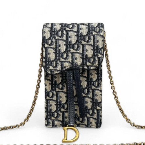 Dior Phone Holder Canvas Blue Beige