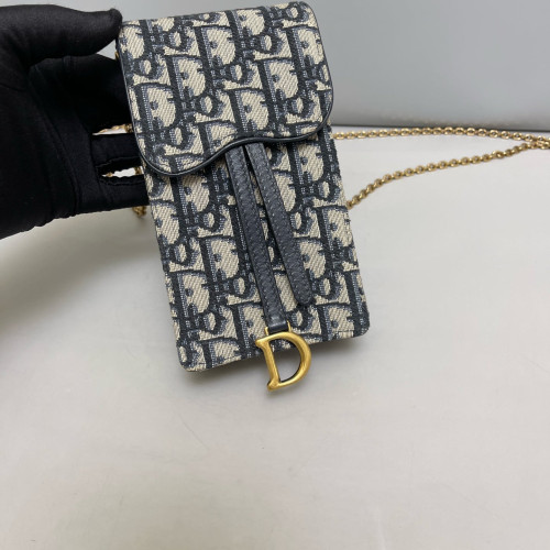 Dior Phone Holder Canvas Blue Beige