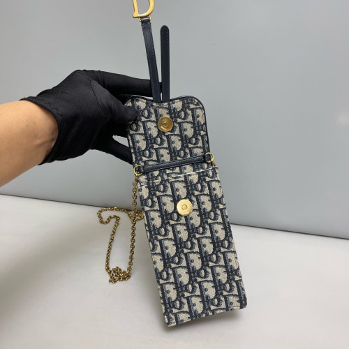 Dior Phone Holder Canvas Blue Beige