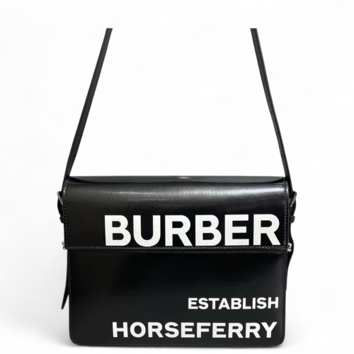 Burberry Crossbody Bag Smooth Calfskin Black White