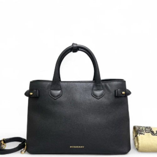 Burberry Medium Banner Tote Calfskin House Check Black Beige Red Burberry Medium Banner Tote Calfskin House Check Black Beige Red