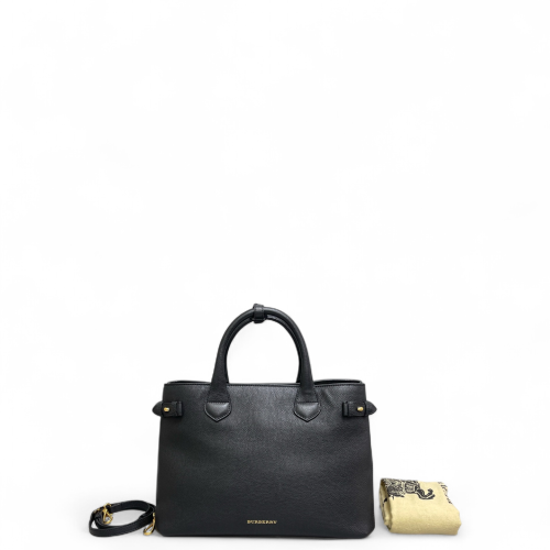 Burberry Medium Banner Tote Calfskin House Check Black Beige Red Burberry Medium Banner Tote Calfskin House Check Black Beige Red