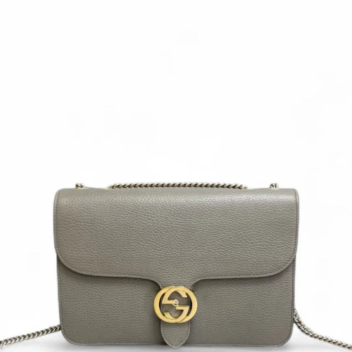 Gucci Medium Interlocking G Shoulder Bag Grained Calfskin Grey Gucci Medium Interlocking G Shoulder Bag Grained Calfskin Grey