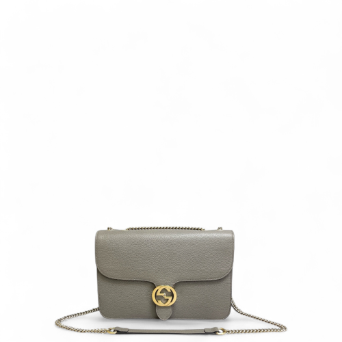 Gucci Medium Interlocking G Shoulder Bag Grained Calfskin Grey Gucci Medium Interlocking G Shoulder Bag Grained Calfskin Grey