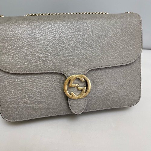 Gucci Medium Interlocking G Shoulder Bag Grained Calfskin Grey Gucci Medium Interlocking G Shoulder Bag Grained Calfskin Grey