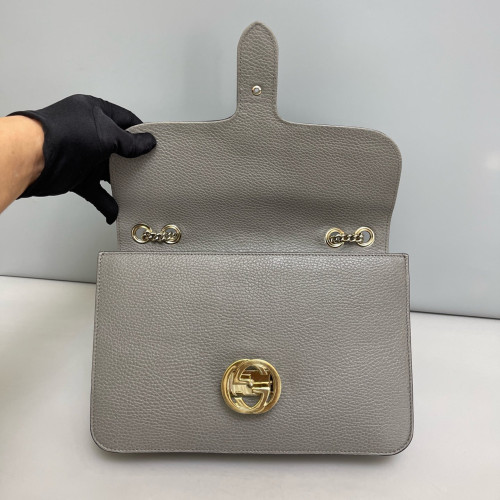 Gucci Medium Interlocking G Shoulder Bag Grained Calfskin Grey Gucci Medium Interlocking G Shoulder Bag Grained Calfskin Grey