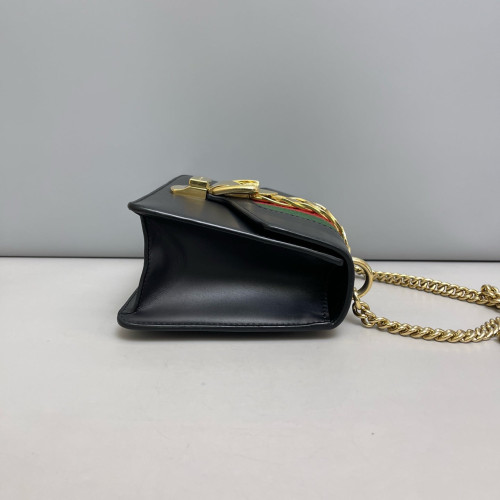 Gucci Mini Sylvie Shoulder Bag Calfskin Black Red Green