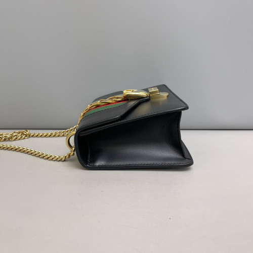 Gucci Mini Sylvie Shoulder Bag Calfskin Black Red Green