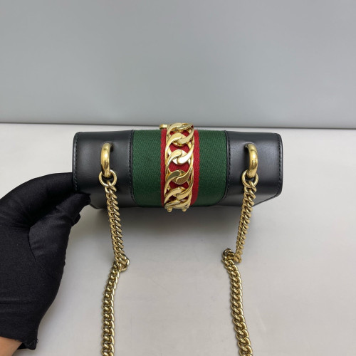 Gucci Mini Sylvie Shoulder Bag Calfskin Black Red Green