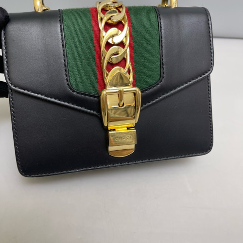 Gucci Mini Sylvie Shoulder Bag Calfskin Black Red Green