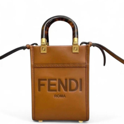 Fendi Mini Sunshine Shopper Tote Smooth Calfskin Tan
