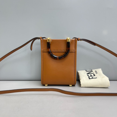 Fendi Mini Sunshine Shopper Tote Smooth Calfskin Tan