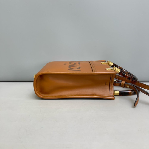 Fendi Mini Sunshine Shopper Tote Smooth Calfskin Tan