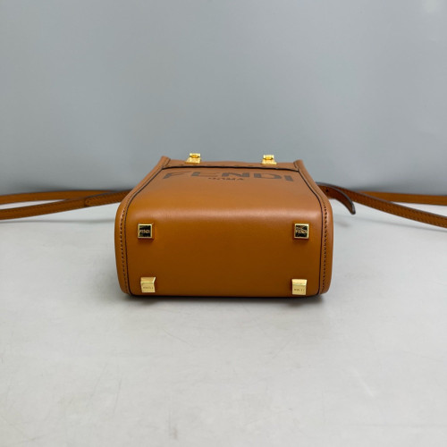 Fendi Mini Sunshine Shopper Tote Smooth Calfskin Tan