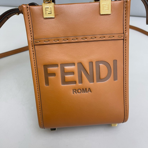 Fendi Mini Sunshine Shopper Tote Smooth Calfskin Tan