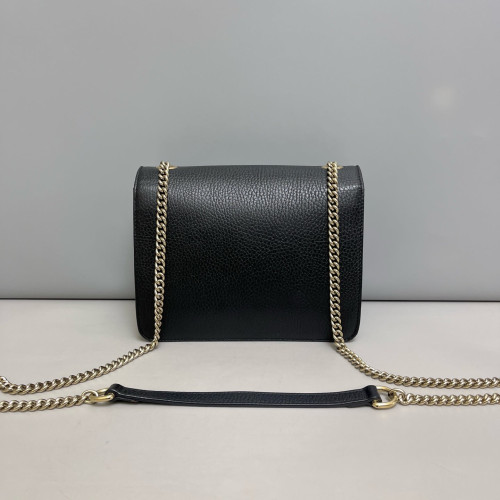 Gucci Small Interlocking G Shoulder Bag Grained Calfskin Black
