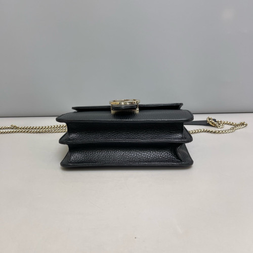 Gucci Small Interlocking G Shoulder Bag Grained Calfskin Black